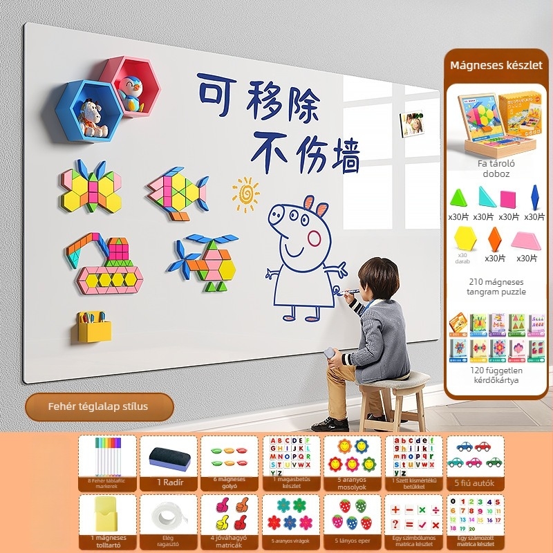 Gyerekeknek szóló egyrészes fehér tábla a falra - PET keret, PET panel, Little ruishi, Specifikáció 1