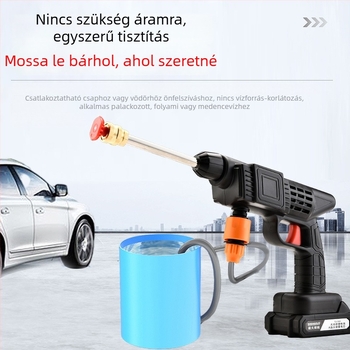 Vezeték nélküli magasnyomású autómosó pisztoly Li-ion akkumulátorral