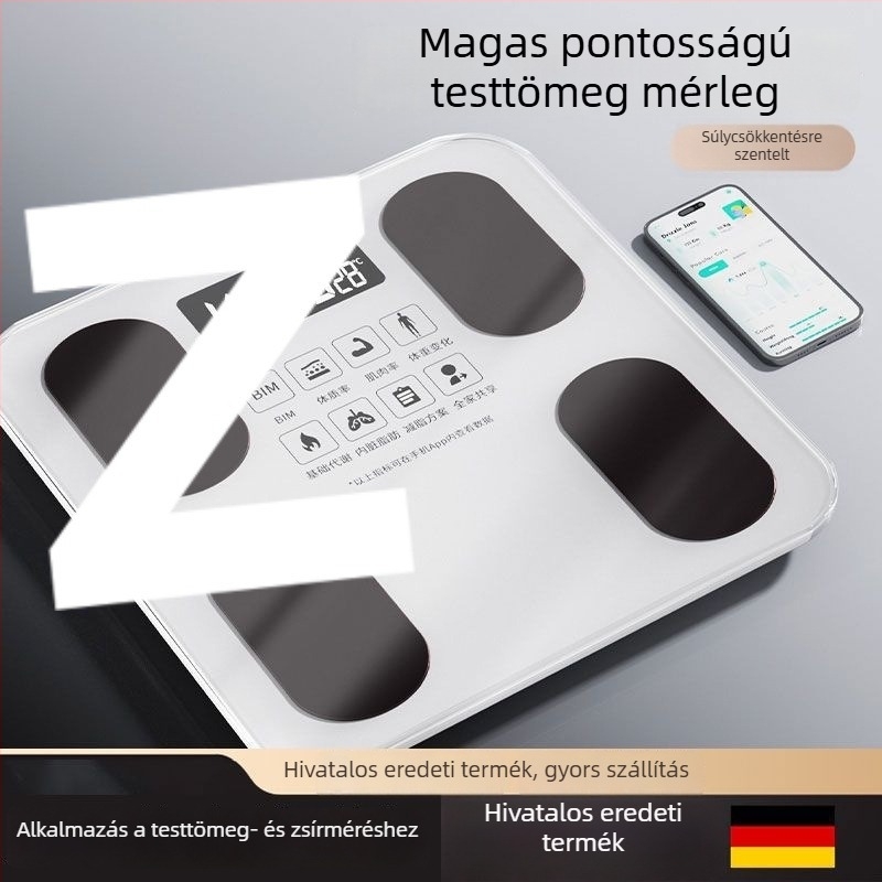 Bluetooth-kapcsolatú testsúly- és testzsírmérő skála, USB-C töltőporttal, nagy pontosságú, otthoni használatra