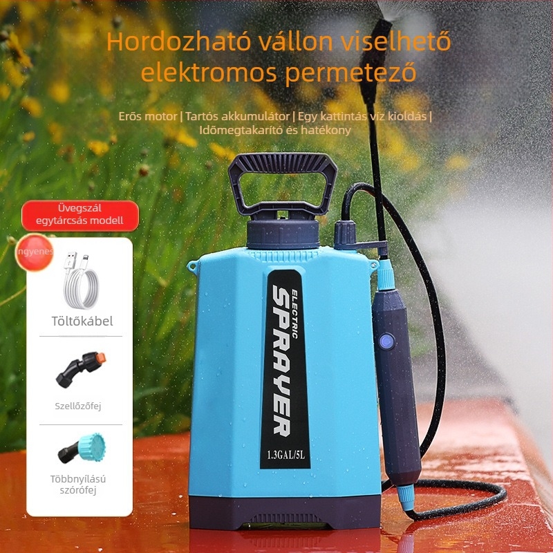 Elektromos öntöző permetező, hordozható kézi nyomású spray, műanyag kivitel, licencelt magáncímke