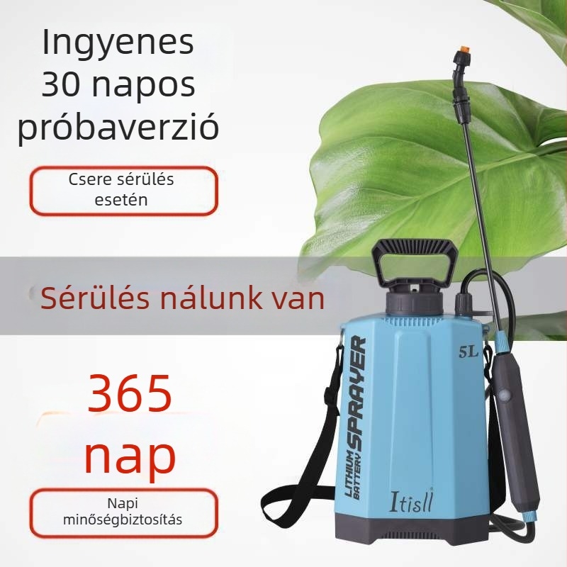 Elektromos öntöző permetező, hordozható kézi nyomású spray, műanyag kivitel, licencelt magáncímke