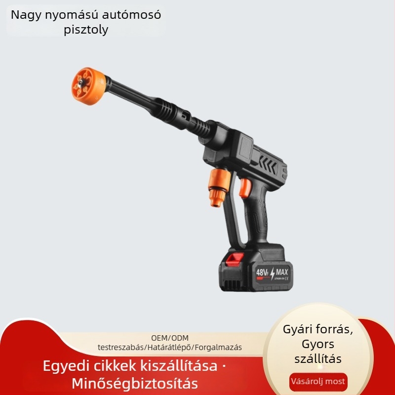 Tölthető lítium-ion akkumulátoros, hordozható magasnyomású autómosó vízipisztoly kültéri használatra
