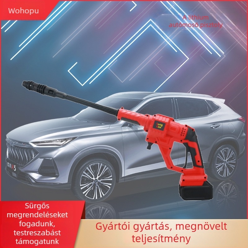 Elektromos nagynyomású autómosó pisztoly, fej műanyag+fém, kezelőnyél nylon+gumi (37,5 bar, permetezési távolság 7,8 m)