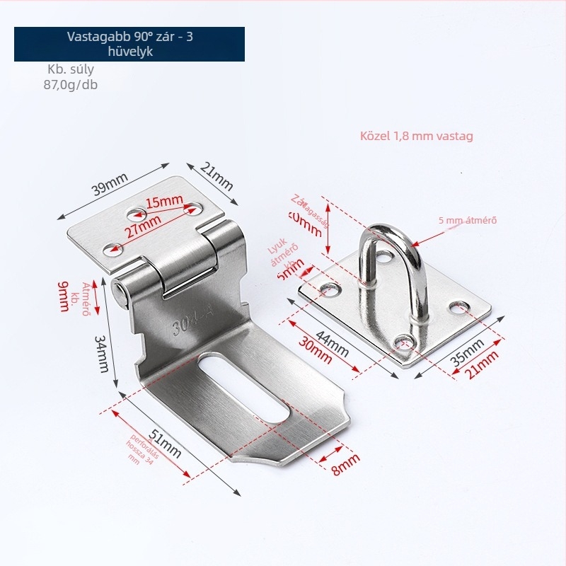 Rozsdamentes acél ajtózár szekrényekhez, vastag modell, modern minimalist stílus, Haidi bos márka