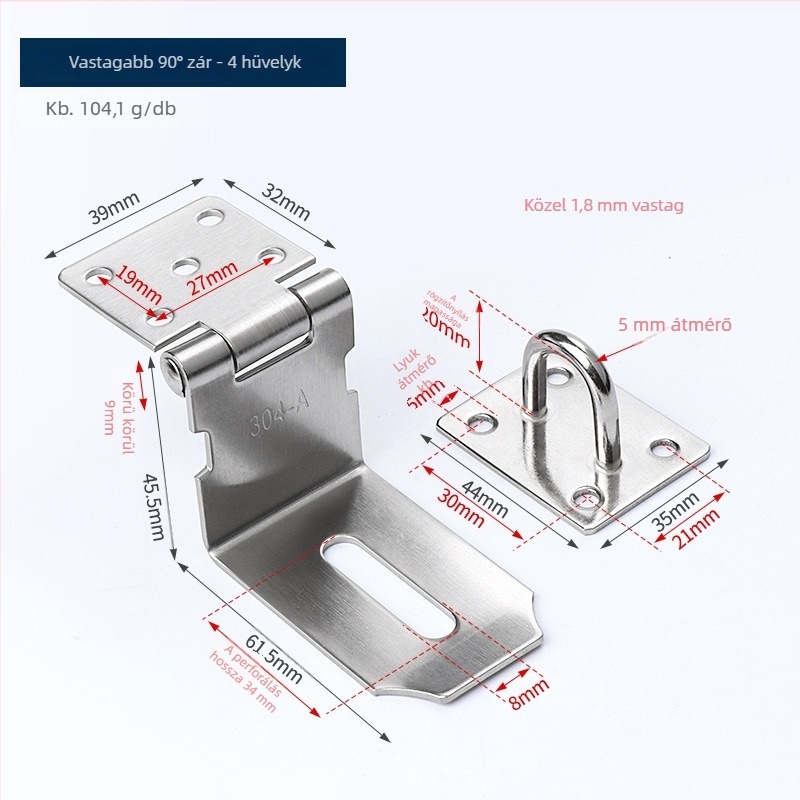 Rozsdamentes acél ajtózár szekrényekhez, vastag modell, modern minimalist stílus, Haidi bos márka