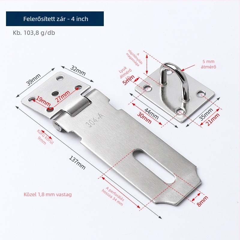 Rozsdamentes acél ajtózár szekrényekhez, vastag modell, modern minimalist stílus, Haidi bos márka