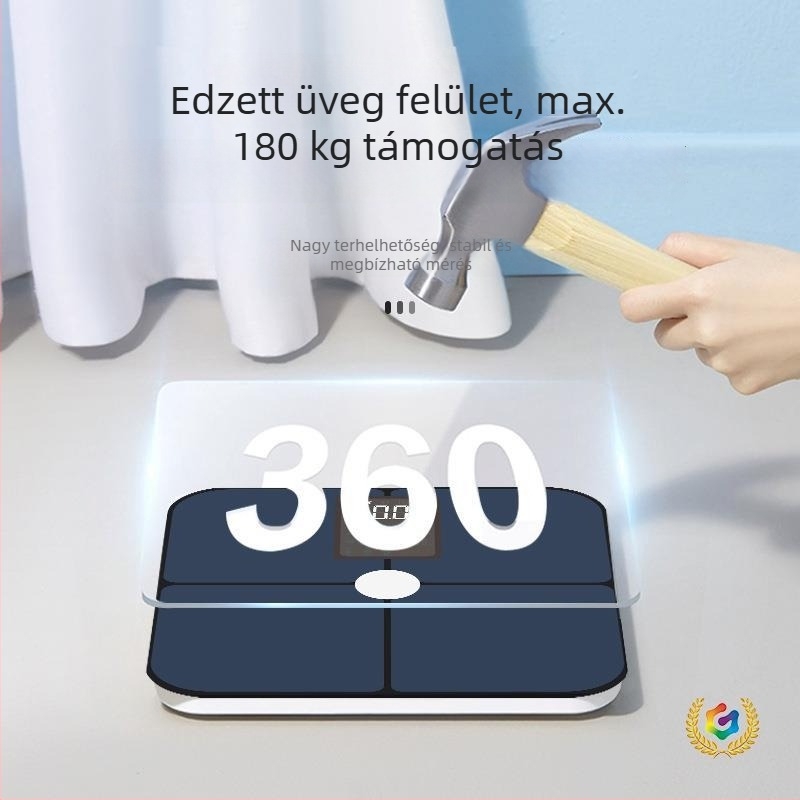 Bluetooth-szal működő testsúly mérleg, iOS alkalmazás, 4 magas pontosságú szenzor, 0,3–180 kg tartomány, Edzett üveg