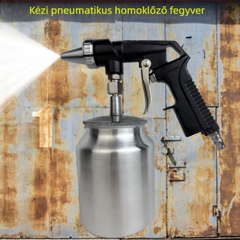 Pneumatikus homokfúvópisztoly PS-4, kézben tartható, szifontípus, ABSATH, rozsda eltávolítása, homokfúvás, csiszolás és festék eltávolítása