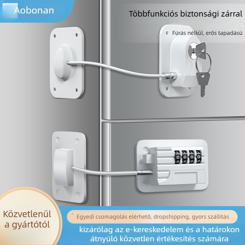 Gyermekbiztonsági zár szekrényekhez és fiókokhoz - ABS anyag, No-punch jelszavas ablakzár, modern egyszerű stílus