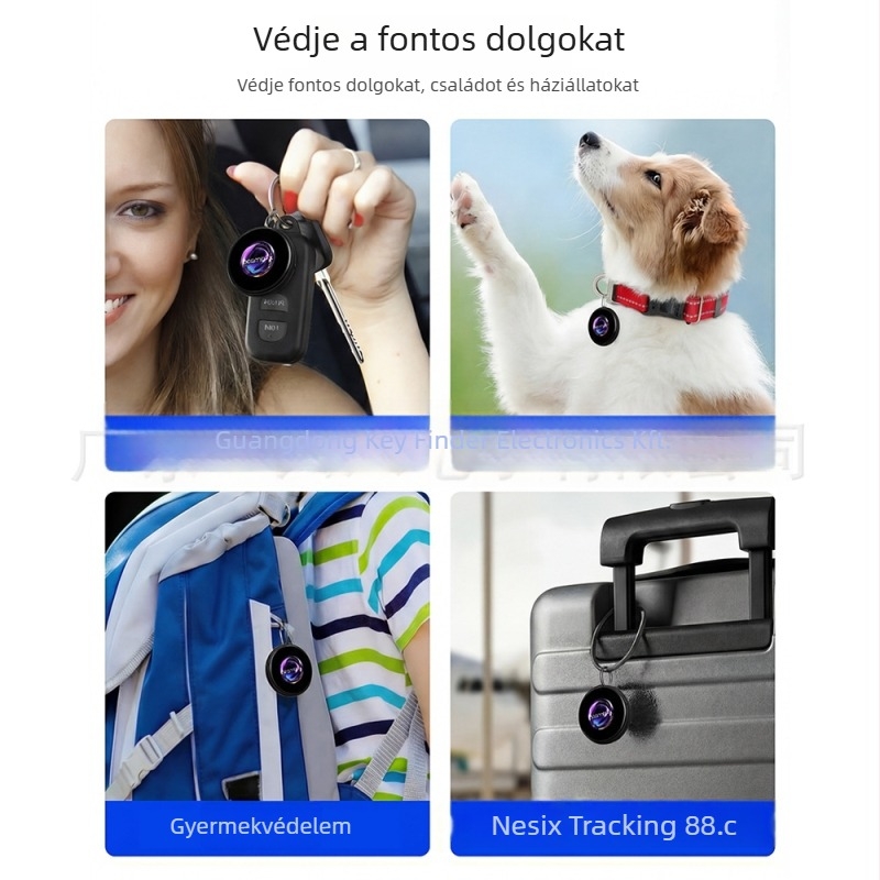 Beambox Niki Findmy helymeghatározó jel, 10 m körzet, 730 mAh akkumulátor, 30 g tömeg, kompatibilis iOS és Android