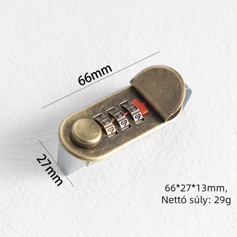Háromjegyű kombinációs zár, cinkötvözet, modell FMMS01, Linglang hardware, poggyászhoz való zár