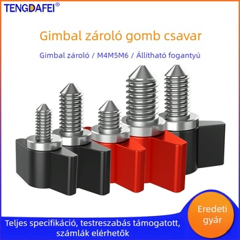 TF10580 PTZ zárócsavar T-formájú állítható fogantyúval, M3/M4/M5/M6, alumíniumötvözet + szénacél, kis PTZ-khez, teherbírás 2–5 kg