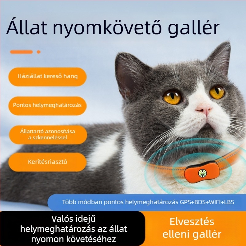 Háziállat-lokátor nyakörv - Modell 551, Bluetooth interfész, ABS anyag, tömeg 23 g, korlátlan vezeték nélküli tartomány