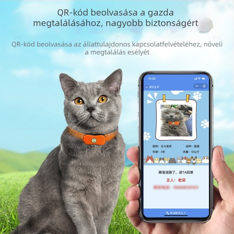 Háziállat-lokátor nyakörv - Modell 551, Bluetooth interfész, ABS anyag, tömeg 23 g, korlátlan vezeték nélküli tartomány