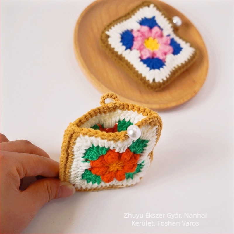 Plüss pénztárca virágos granny-square mintával, nőknek, friss és édes stílus – Meet Zhiyu