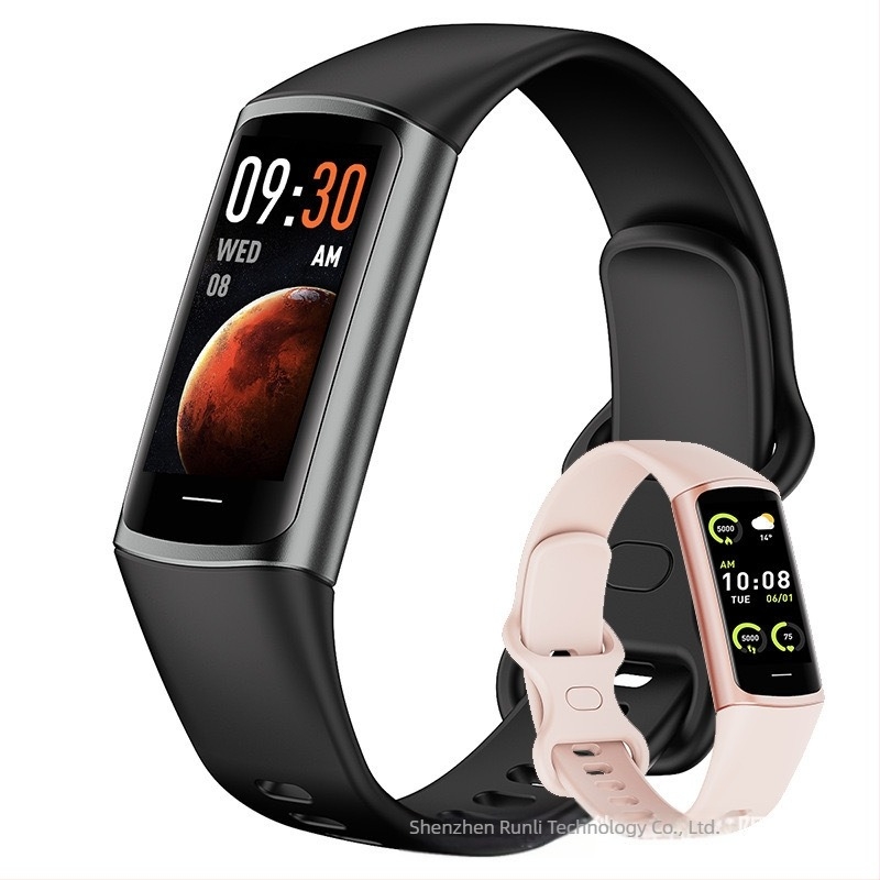 C68 okos karkötő 0,96 hüvelykes TFT színes kijelzővel; méri testhőmérsékletet, vérnyomást, pulzust és a lépéseket; vízálló; Bluetooth egészségfigyelő; akkumulátor üzemideje 7–14 nap