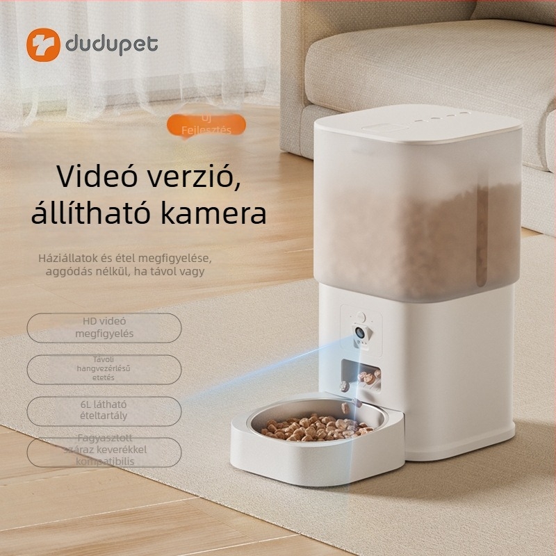 Dudu 6L WiFi automata etető háziállatok számára kettős etetéssel és állítható adagokkal