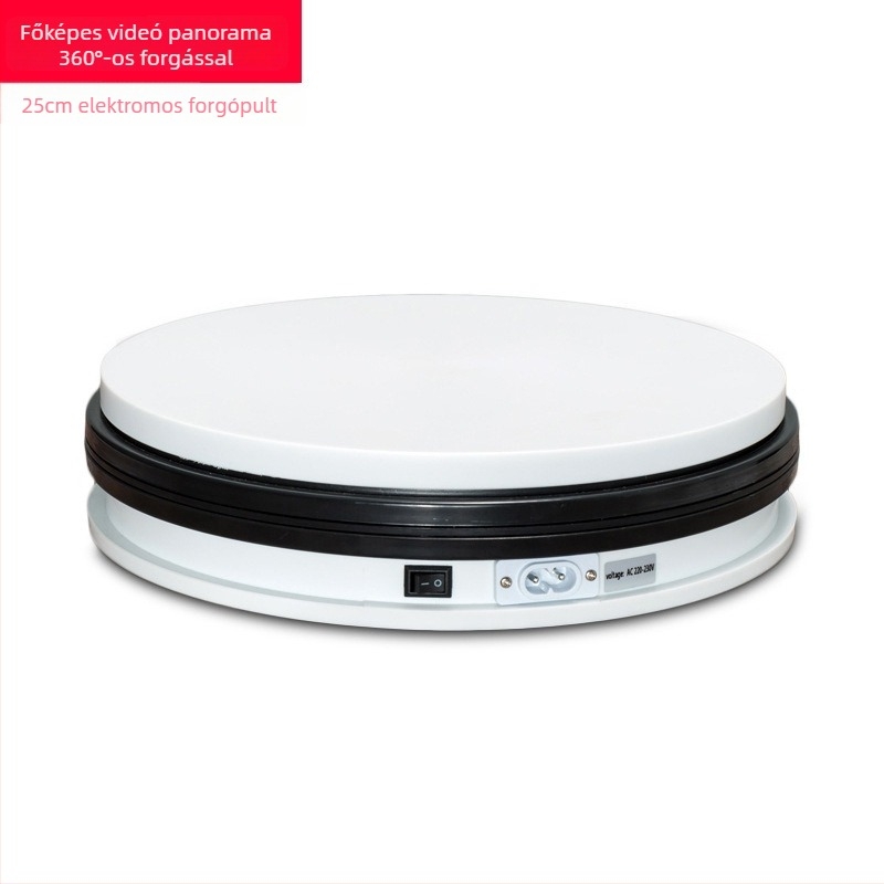 360°-os forgóasztal termékfotózáshoz, elektromos automata forgóplatform, teherbírás max. 30 kg, tömeg 4 kg, több méretben elérhető