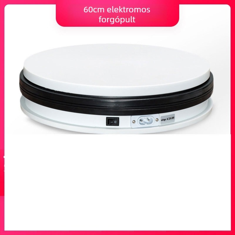 360°-os forgóasztal termékfotózáshoz, elektromos automata forgóplatform, teherbírás max. 30 kg, tömeg 4 kg, több méretben elérhető