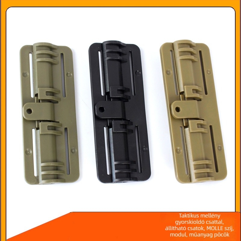 Taktikai mellény műanyag csattal, MOLLE szalag modul, 65-ös modell, kopásállóság, bővítés