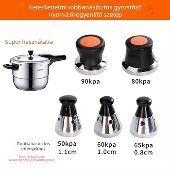 Robbanásbiztos nyomásfőző edényhez: nyomáskorlátozó szelep, kiáramló szelep, kiegészítők 50 kPa/80 kPa/90 kPa