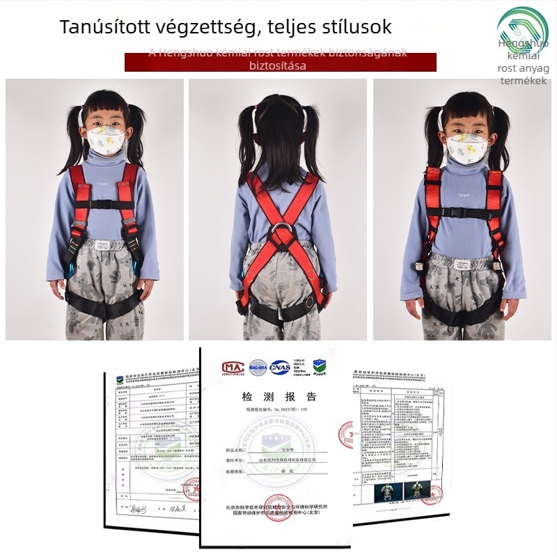 Hengshuo gyerekeknek teljes testű biztonsági öv kültéri hegymászáshoz, nejlon kötél, teherbírás 2400 kg, testreszabható hossz