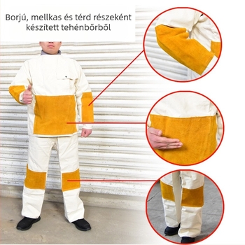 Szétválasztott típusú védőruha hegesztéshez – vászon bevonattal, súly 1,15 kg, gyártási műhelyhez