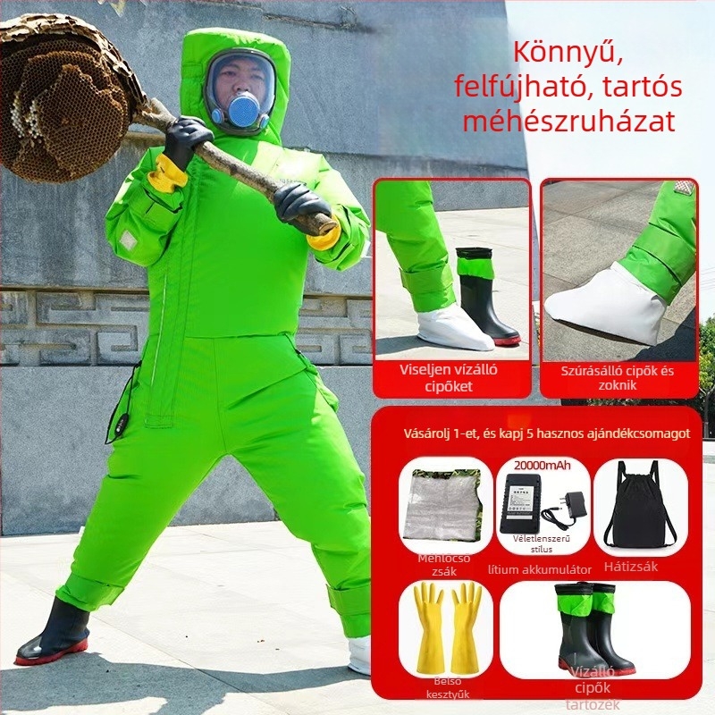 Egybeépített felfújható méhvédő overall, légáteresztő nylonból, 3,5 kg, kültéri használatra