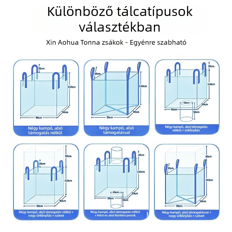 Konténerzsák, PP szövött anyag, testre szabható igény szerint, vastagság igény szerint, teherbírás igény szerint, képes szállítani műanyag, cement, takarmány, csiszolóanyagok.