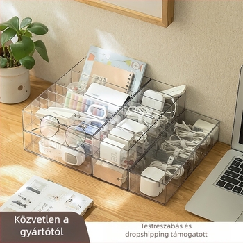 Asztali kábel-tároló doboz rekeszekkel, PET anyag, YM.6496, 1 L kapacitás