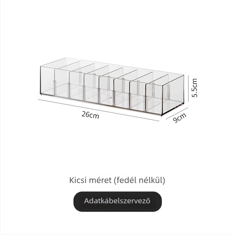 Asztali kábel-tároló doboz rekeszekkel, PET anyag, YM.6496, 1 L kapacitás