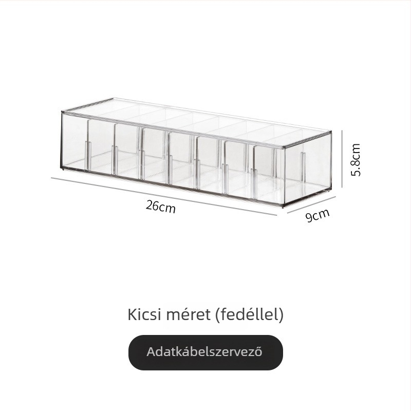 Asztali kábel-tároló doboz rekeszekkel, PET anyag, YM.6496, 1 L kapacitás