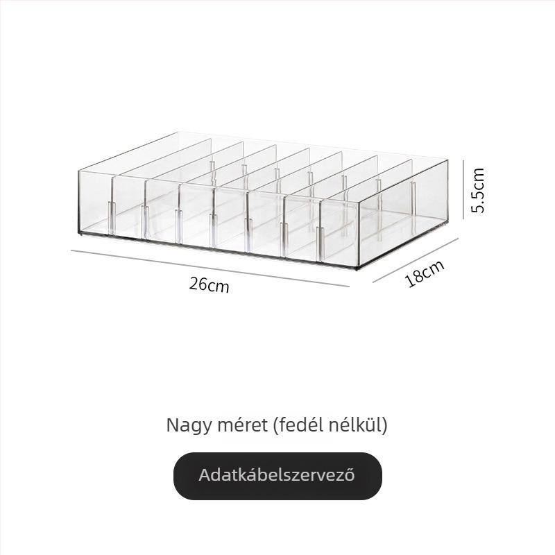 Asztali kábel-tároló doboz rekeszekkel, PET anyag, YM.6496, 1 L kapacitás