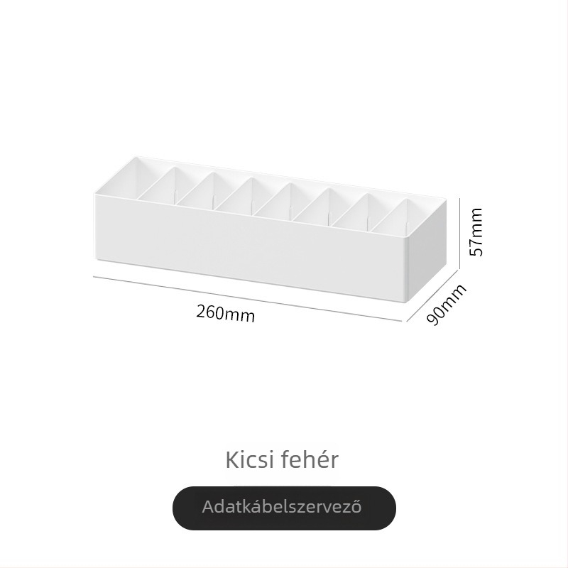 Asztali kábel-tároló doboz rekeszekkel, PET anyag, YM.6496, 1 L kapacitás