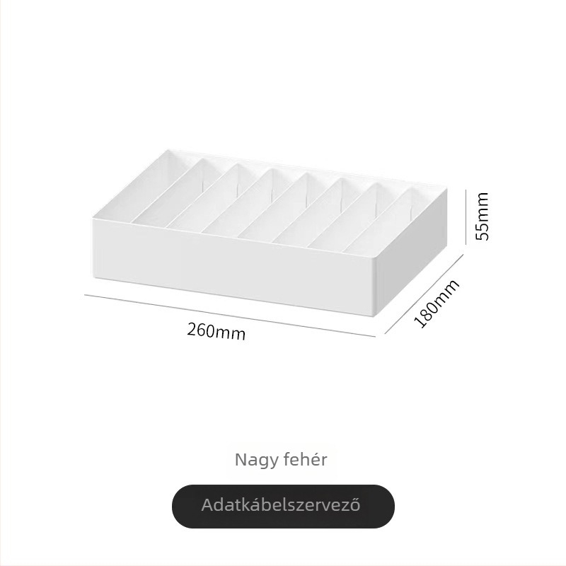 Asztali kábel-tároló doboz rekeszekkel, PET anyag, YM.6496, 1 L kapacitás