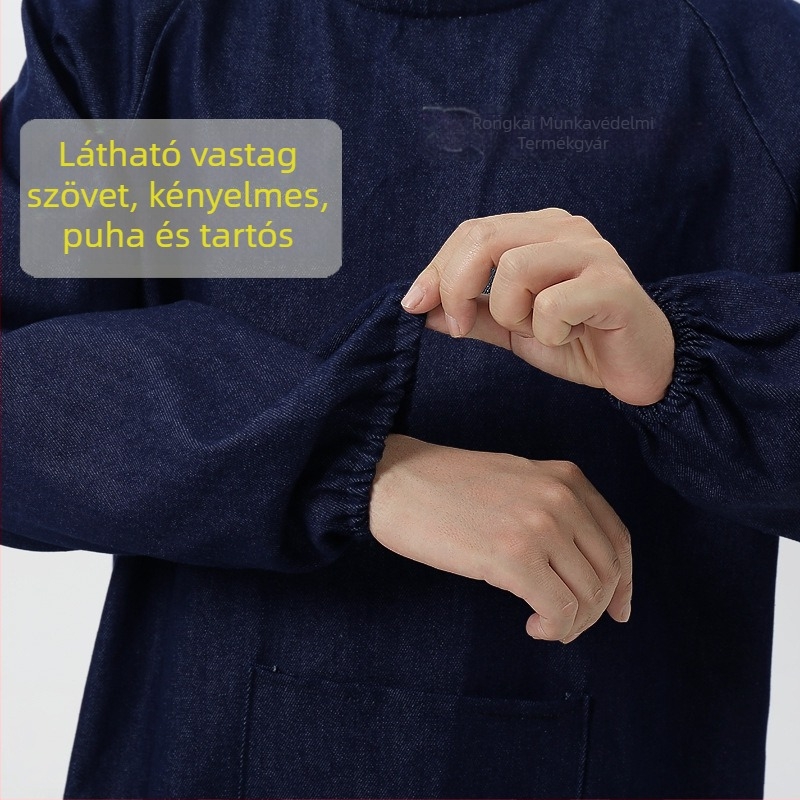Megvastított denim: hosszúujjú védőoverál, kopásálló, folt- és szennyeződésálló munkaruha