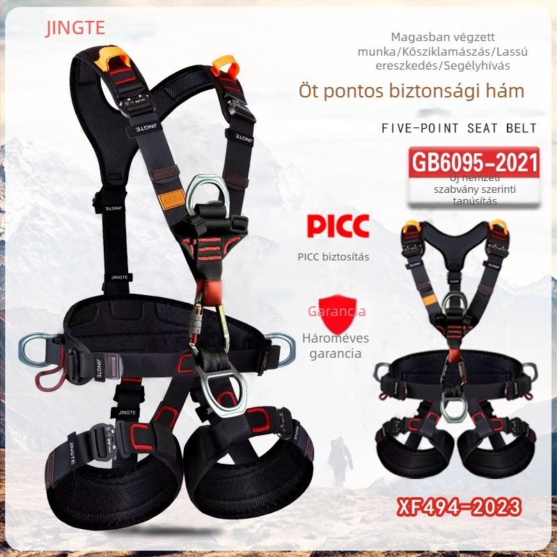 Jingte Ötpontos teljes testvédő heveder magasságban végzett munka, kültéri hegymászás és mentés, könnyű kivitel