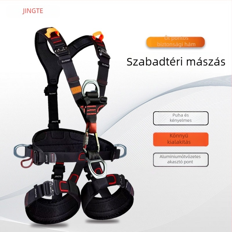 Jingte Ötpontos teljes testvédő heveder magasságban végzett munka, kültéri hegymászás és mentés, könnyű kivitel