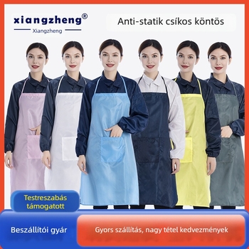 Xiangzheng antisztatikus kötény, poliészter, 150 g, alkalmazás: elektronikai gyár, pormentes műhely, élelmiszeripari környezet