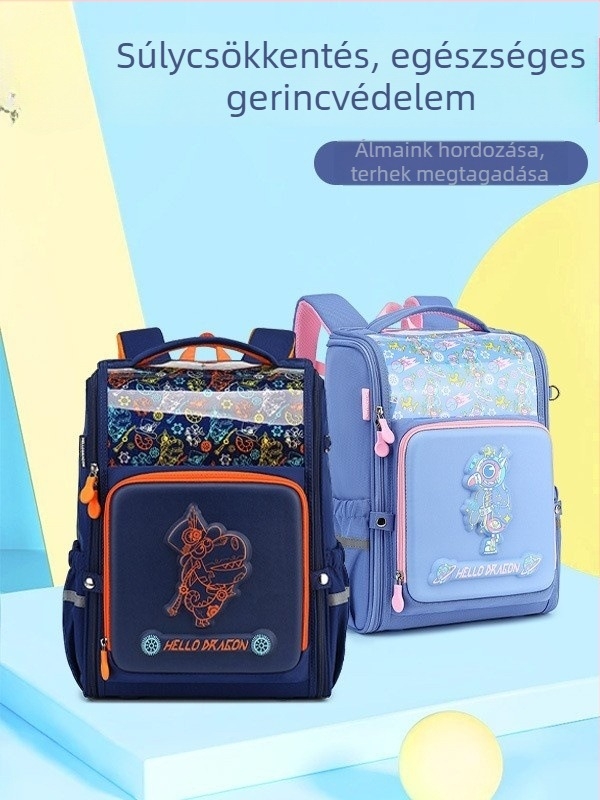 Uniszex iskolai hátizsák általános iskolásoknak, gerincvédelem, súlycsökkentő kialakítás, nagy kapacitás, könnyű, vízálló, párnázott vállpántok