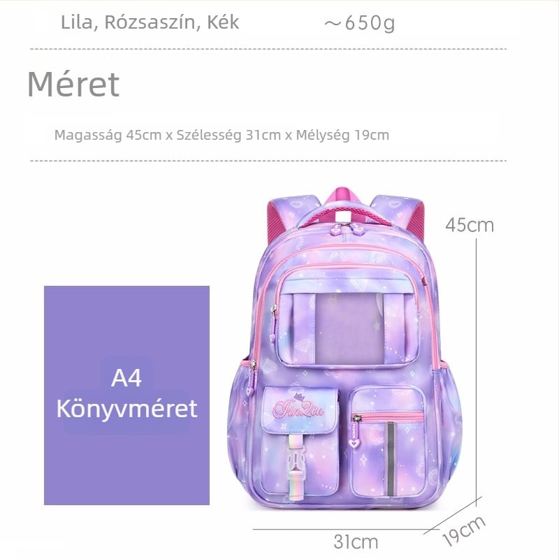 Iskolai hátizsák: Nagy kapacitású, Vízálló, Ultrakönnyű, Ergonomikus hátrész, Vászon anyag