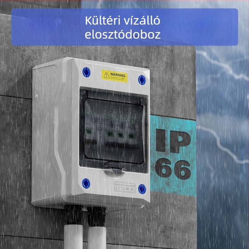 Kültéri vízálló EV töltőelosztó doboz, IP66, 5/8/12/18/24 áramkör, felületre szerelhető, ABS ház PC fedéllel