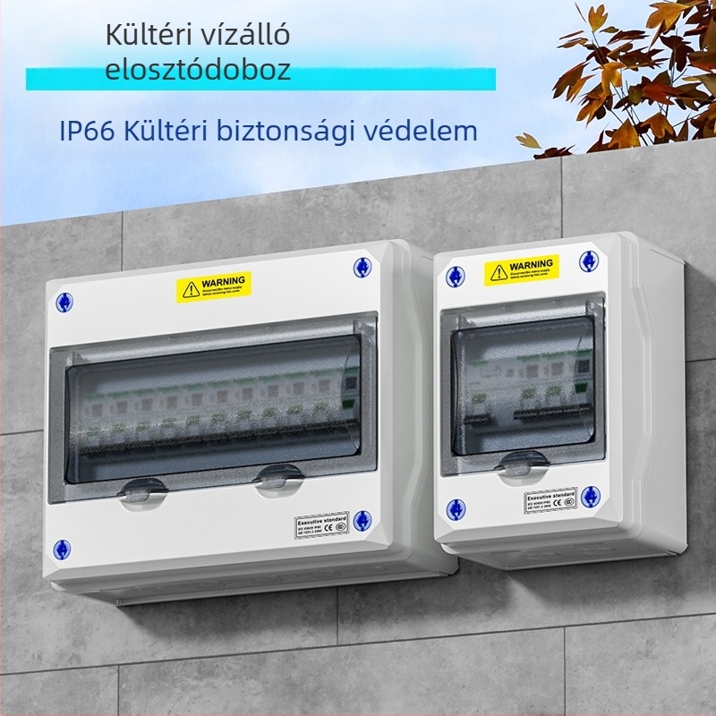 Kültéri vízálló EV töltőelosztó doboz, IP66, 5/8/12/18/24 áramkör, felületre szerelhető, ABS ház PC fedéllel