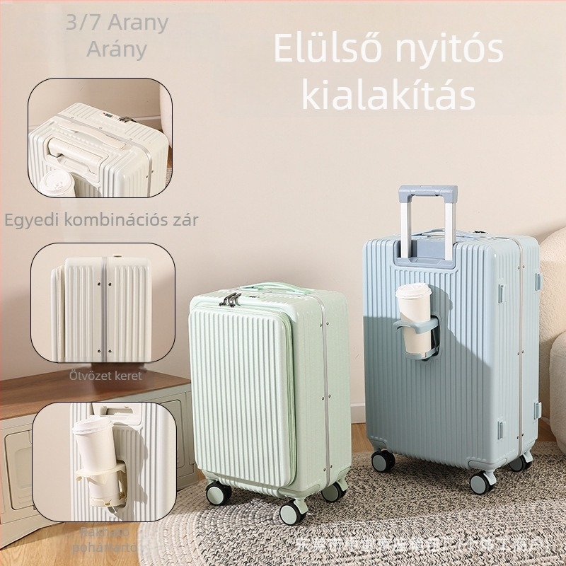 Elülső nyílású bőrönd - PC anyagból, univerzális kerekekkel, 3,5 kg, kihúzható fogantyú