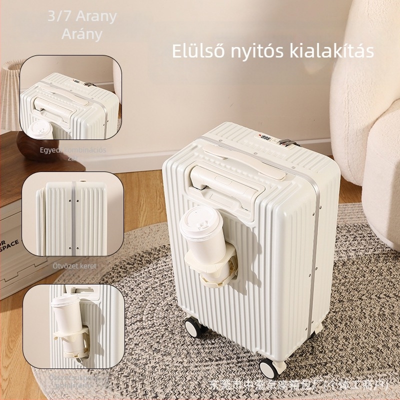 Elülső nyílású bőrönd - PC anyagból, univerzális kerekekkel, 3,5 kg, kihúzható fogantyú