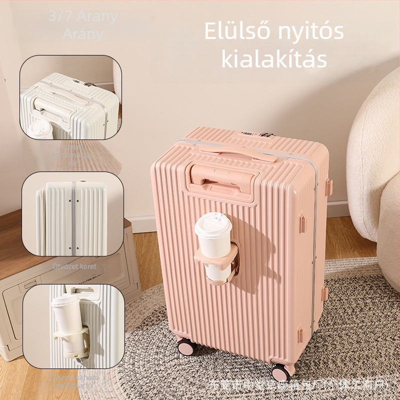 Elülső nyílású bőrönd - PC anyagból, univerzális kerekekkel, 3,5 kg, kihúzható fogantyú