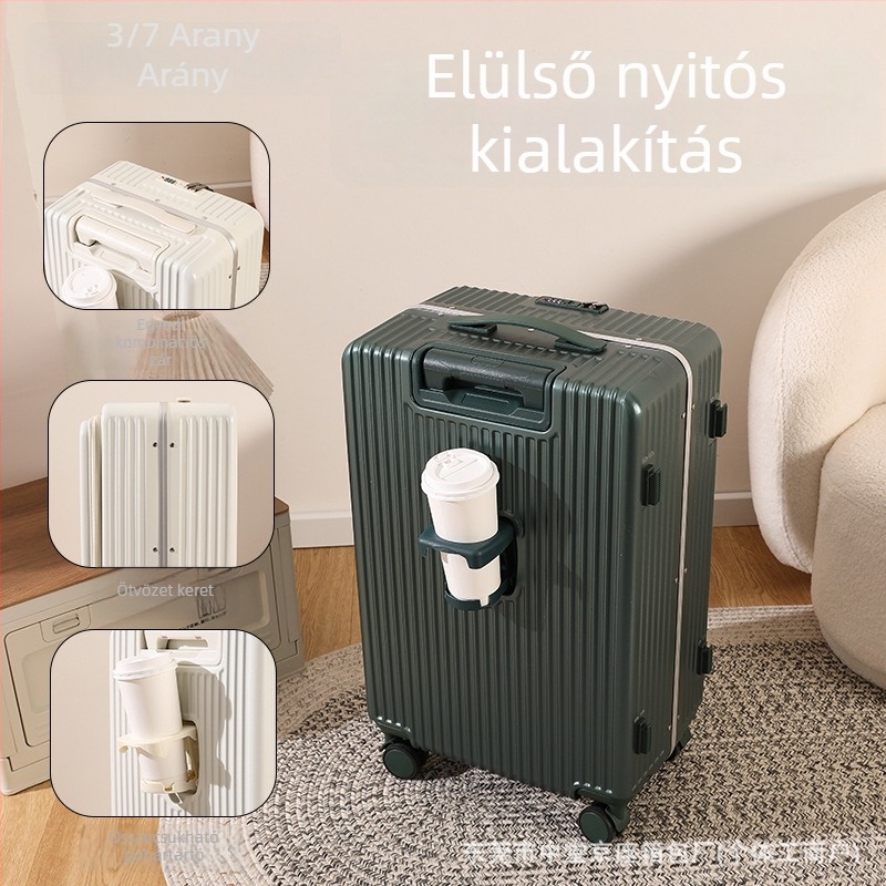 Elülső nyílású bőrönd - PC anyagból, univerzális kerekekkel, 3,5 kg, kihúzható fogantyú