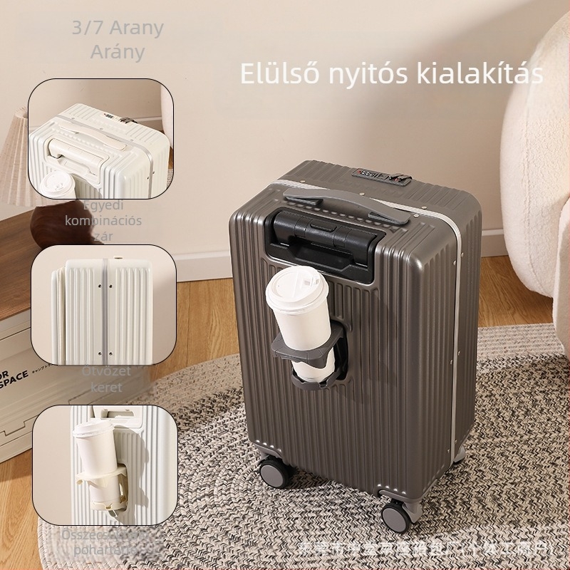Elülső nyílású bőrönd - PC anyagból, univerzális kerekekkel, 3,5 kg, kihúzható fogantyú