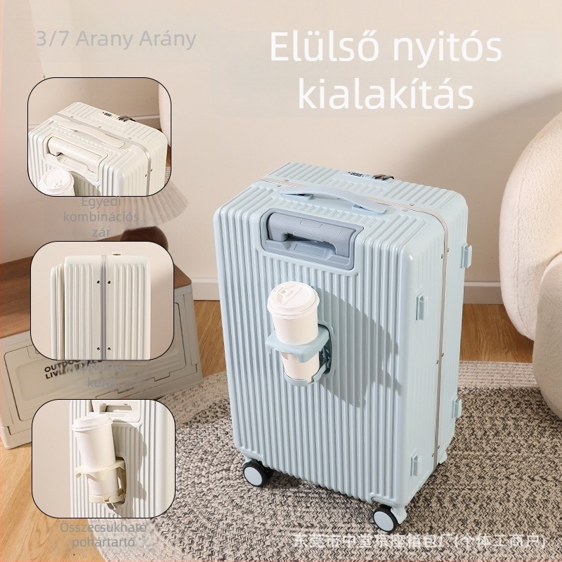 Elülső nyílású bőrönd - PC anyagból, univerzális kerekekkel, 3,5 kg, kihúzható fogantyú