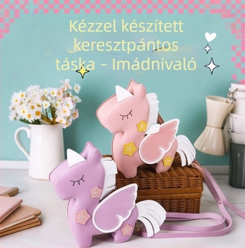 DIY unikornis táska készlet gyerekeknek – aranyos mesés stílus, kézzel készített keresztpántos válltáska